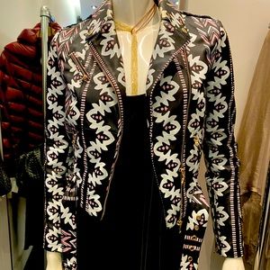 Patrizia Pepe Paisley Print Leather Jacket